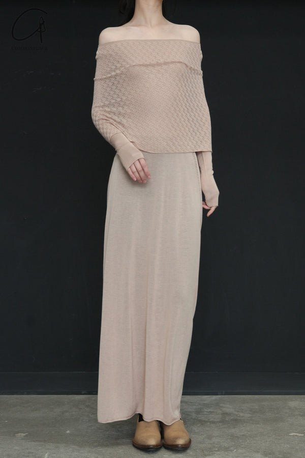 SWAYING/KNIT one-line collar cutout dress SW24SS2L24 pink apricot PS71